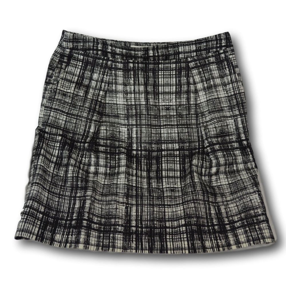 Ann Taylor LOFT Womens Black & White Plaid Tweed Skirt 6